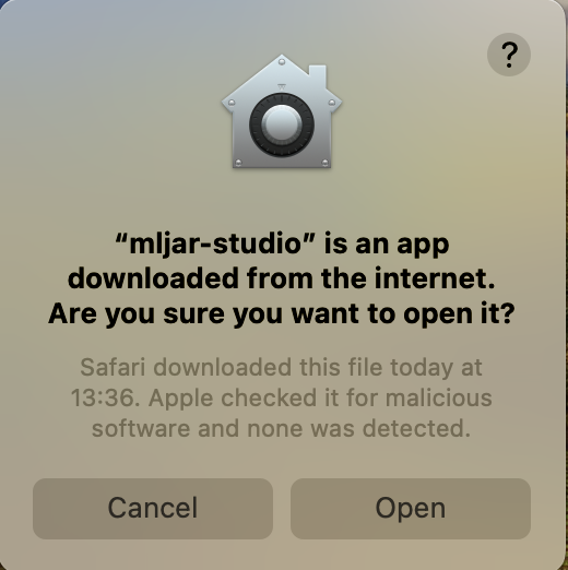MLJAR Studio installation warning on macOS