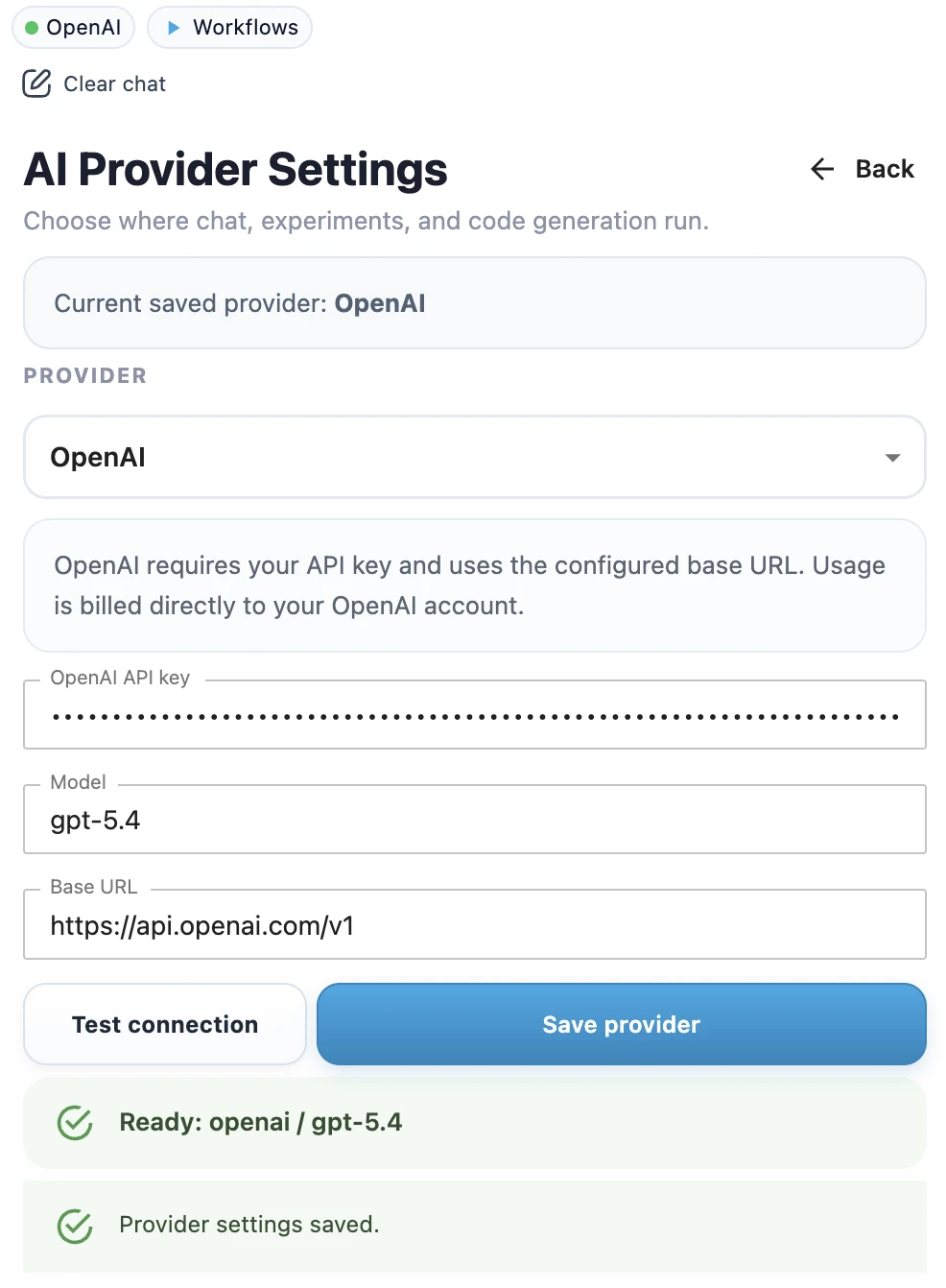 OpenAI LLM provider configuration in MLJAR Studio