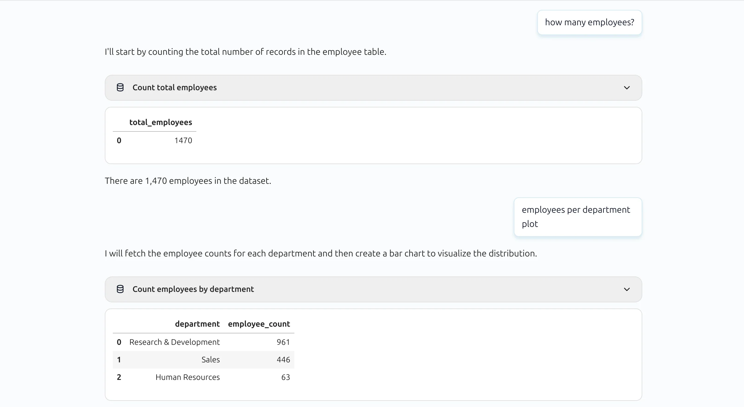 Collapsed SQL code block in MLJAR Studio conversational notebook