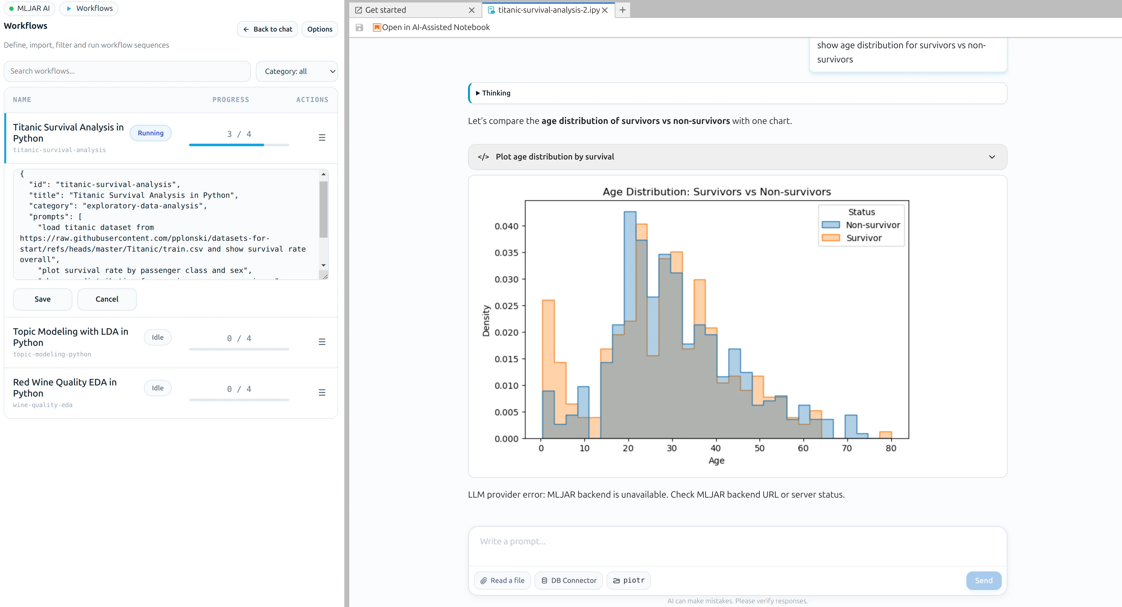 Workflows UI in MLJAR Studio