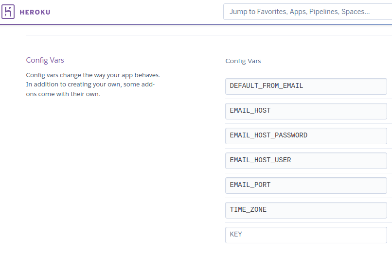 Set config variables in Heroku to enable email sending