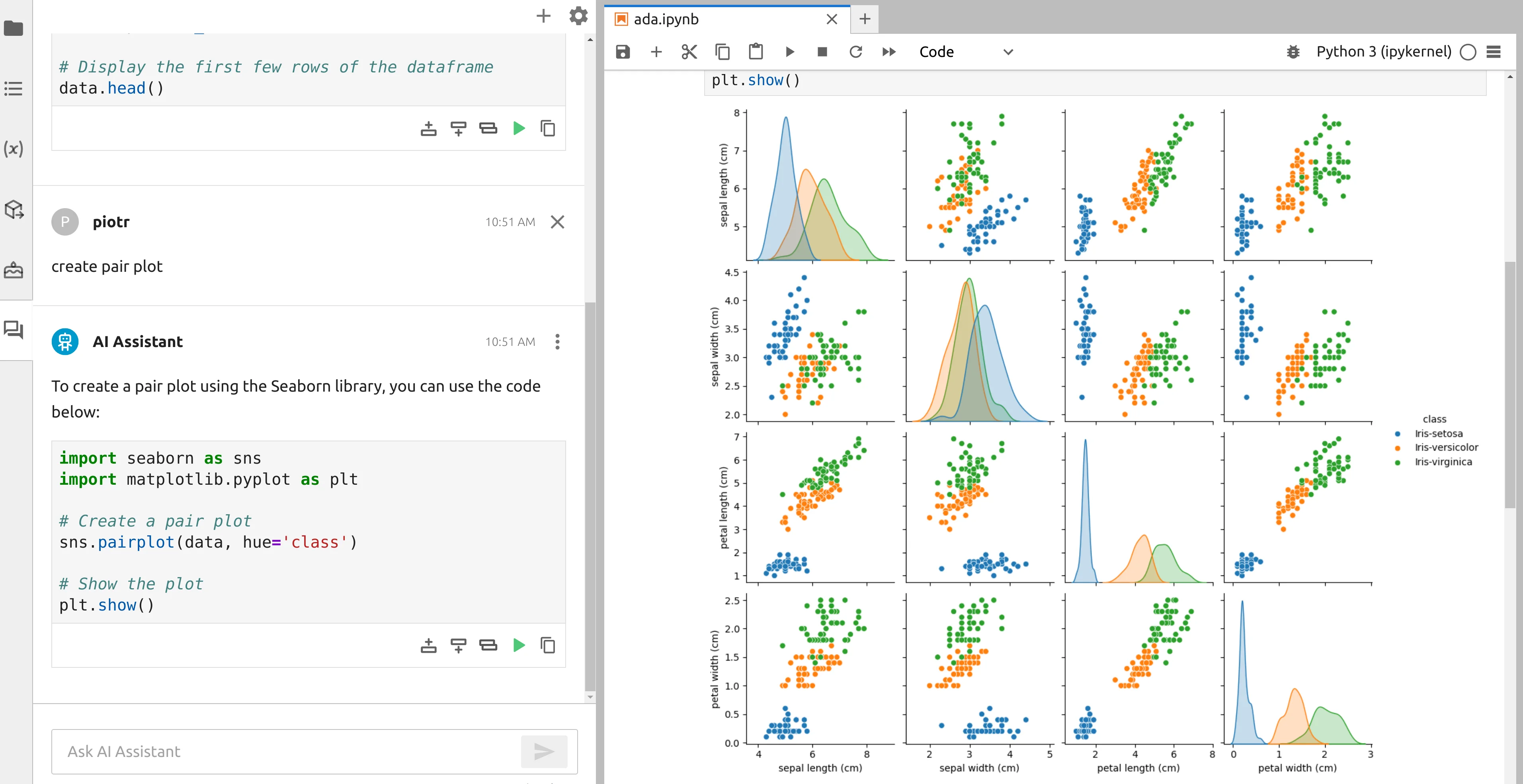 ChatGPT create visualization in python notebook