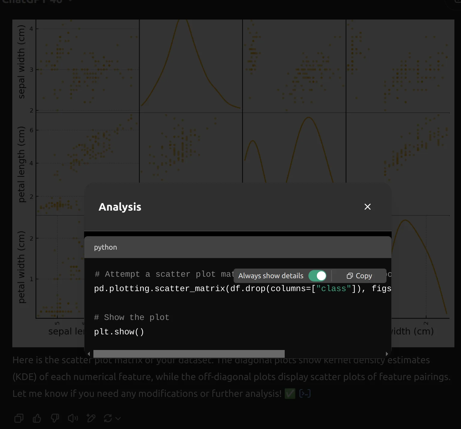 Code in ChatGPT for advancved data analysis