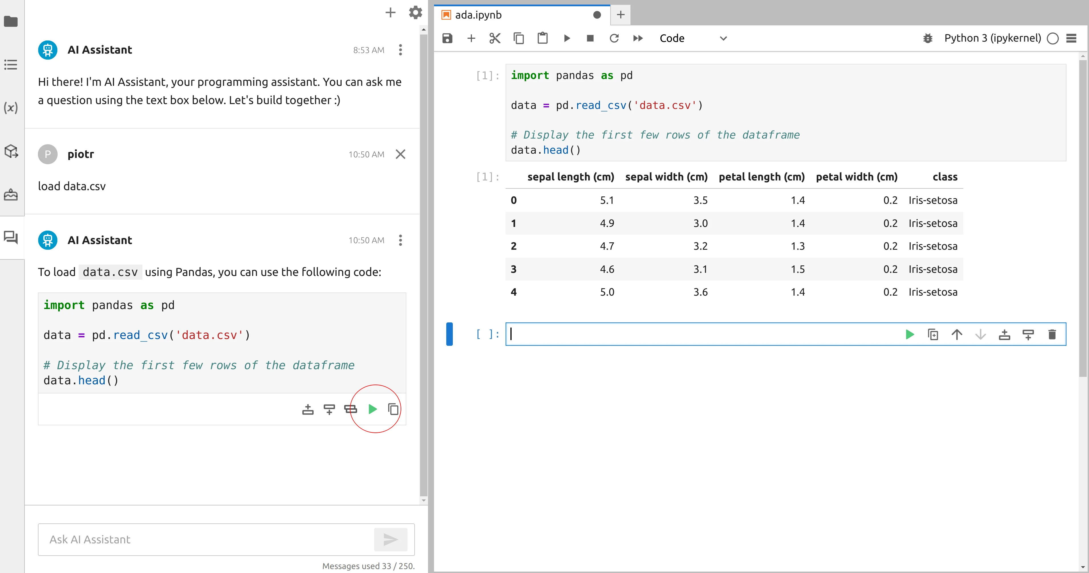 Load data with ChatGPT in python notebook