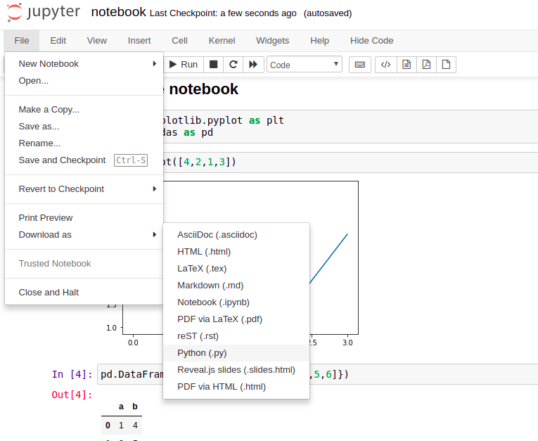 Download Jupyter Notebook as Python py file