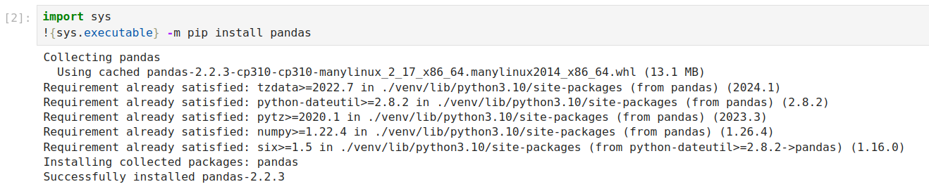 Install pandas in Jupyter Notebook.