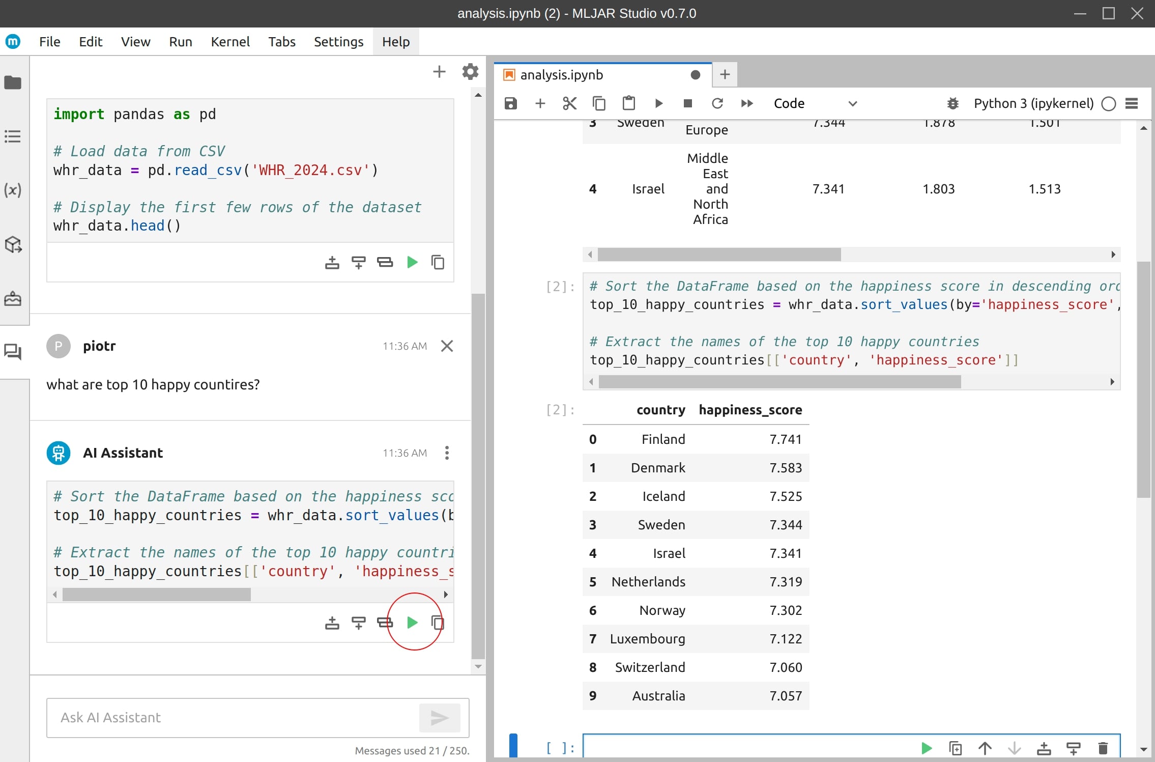 create analysis with chatgpt in Jupyter