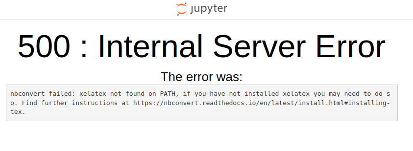 Jupyter Notebook error when exporting to pdf