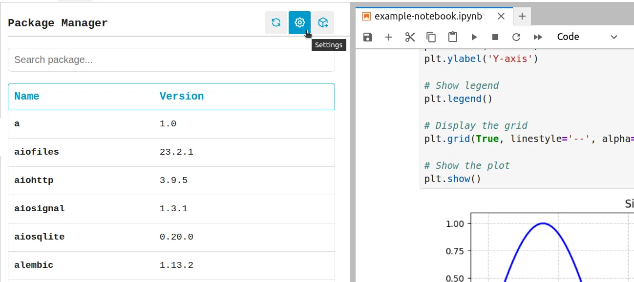 Open the Package Manager settings.