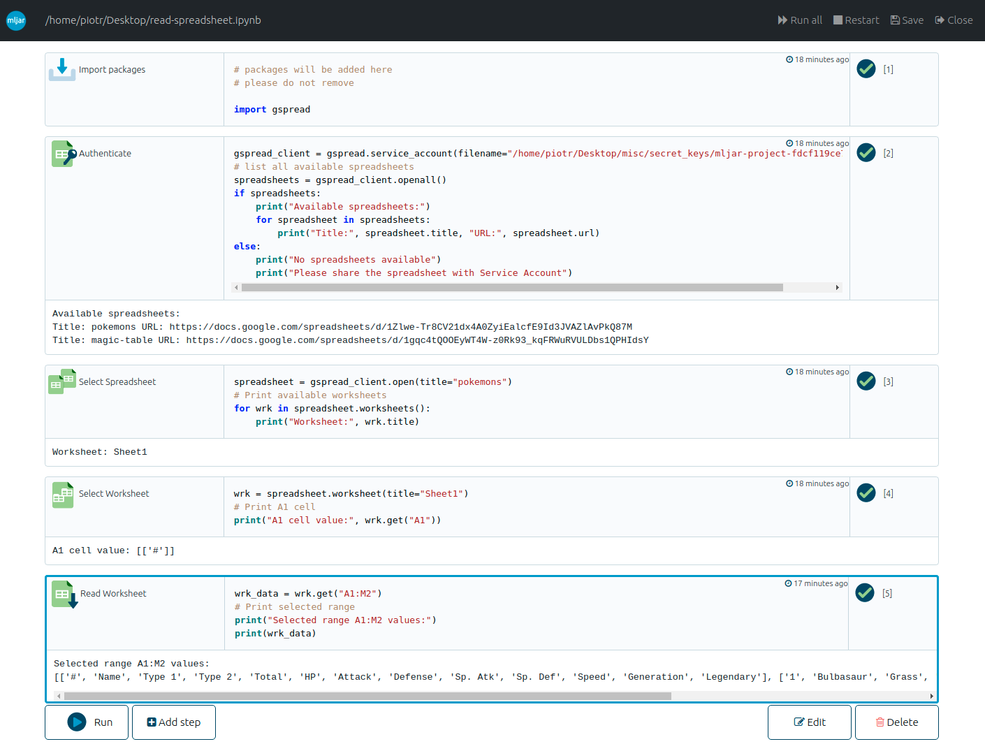 MLJAR Studio notebook with full code