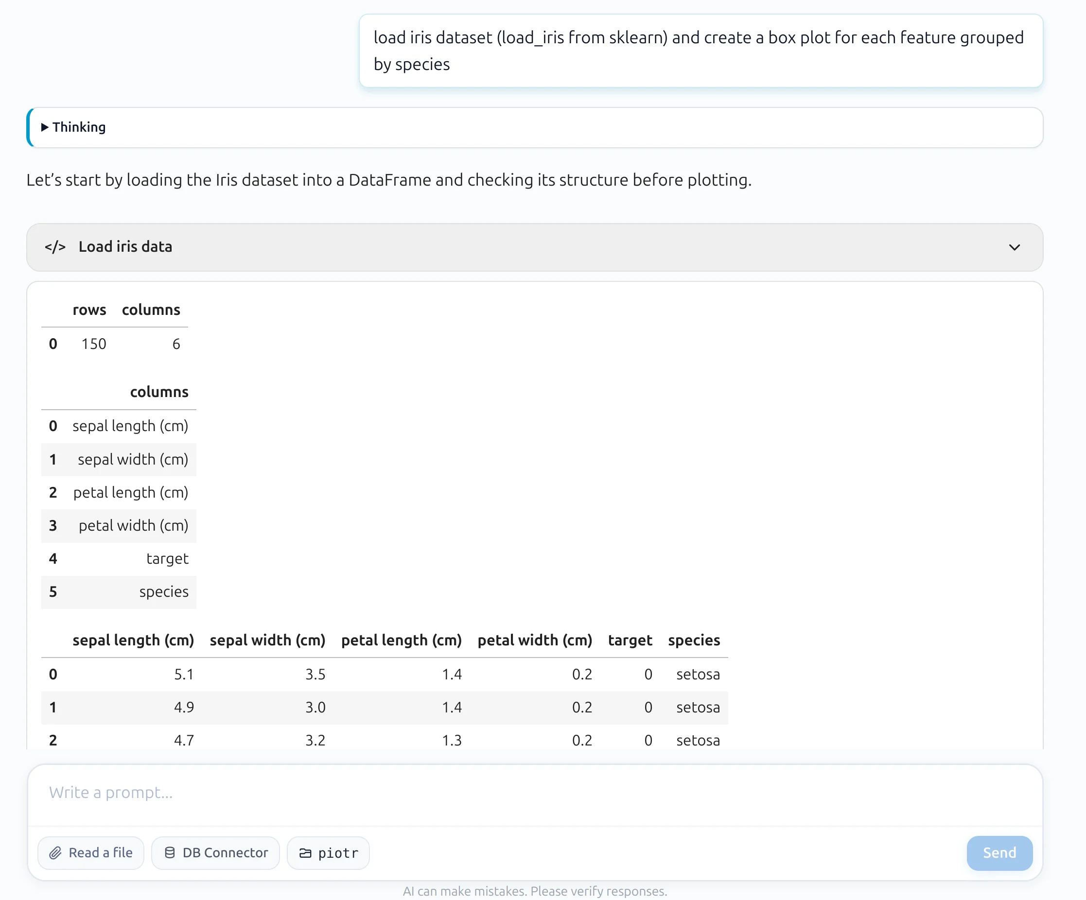 Conversational notebook in MLJAR Studio