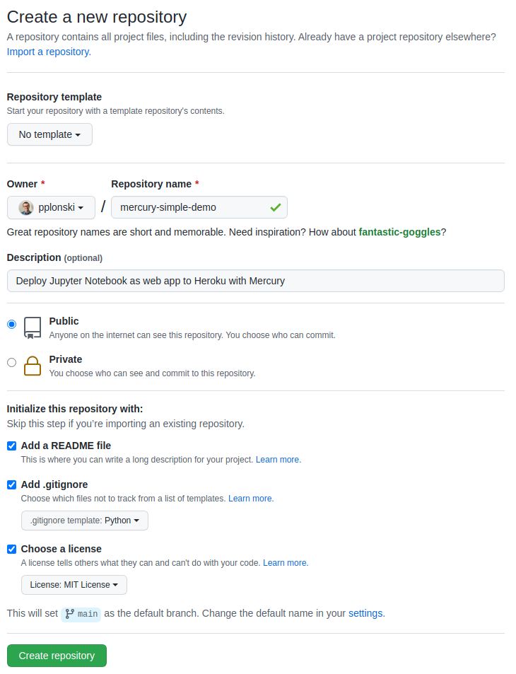 Create GitHub repository