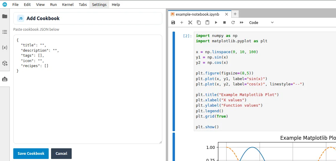 Adding cookbooks - JSON schema