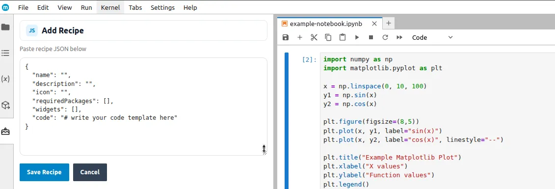 Adding recipes - JSON schema