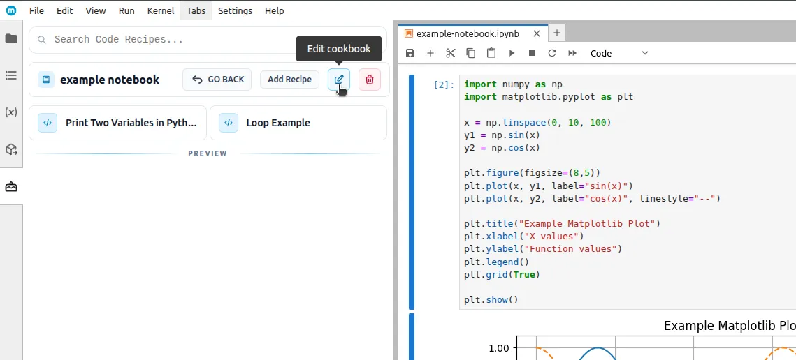 Edit cookbook button