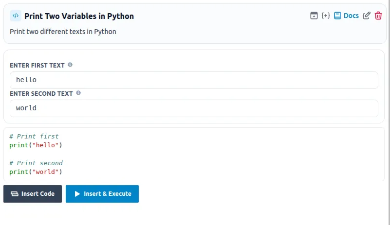First recipe preview