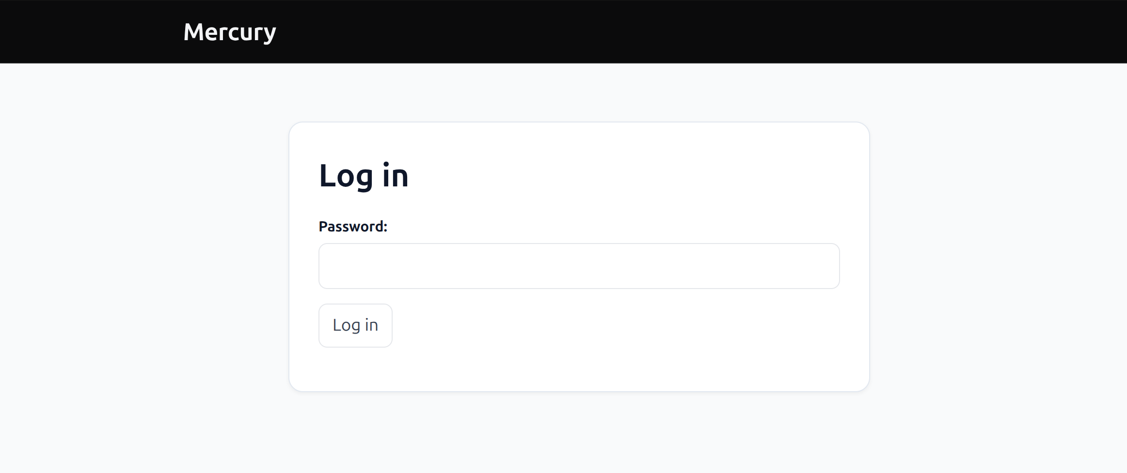 Mercury password login screen