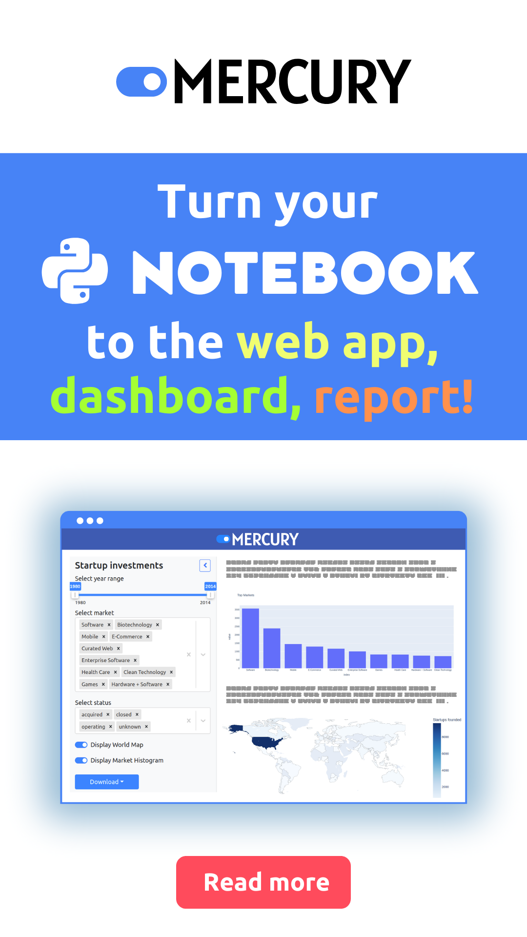 Run Mercury to convert Jupyter Notebooks to web apps