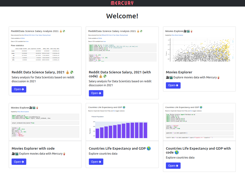 Share multiple notebooks in Mercury