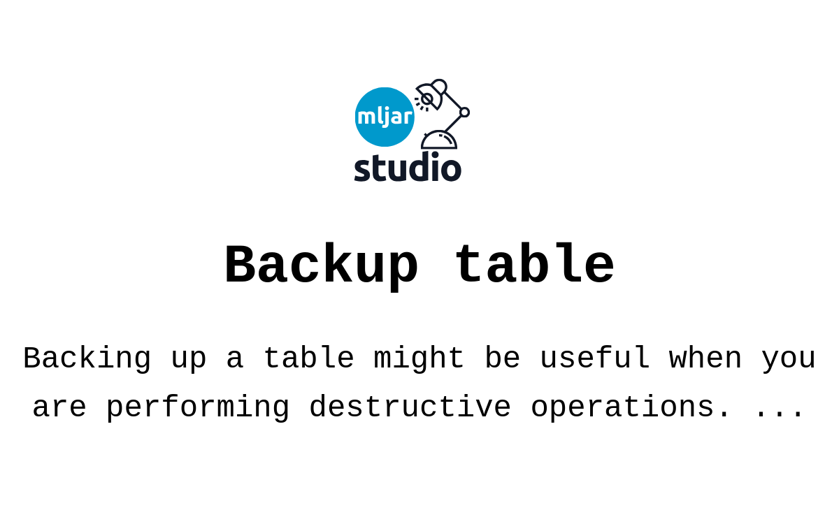 Backup table using python