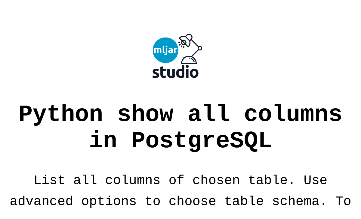 Python show all columns in PostgreSQL