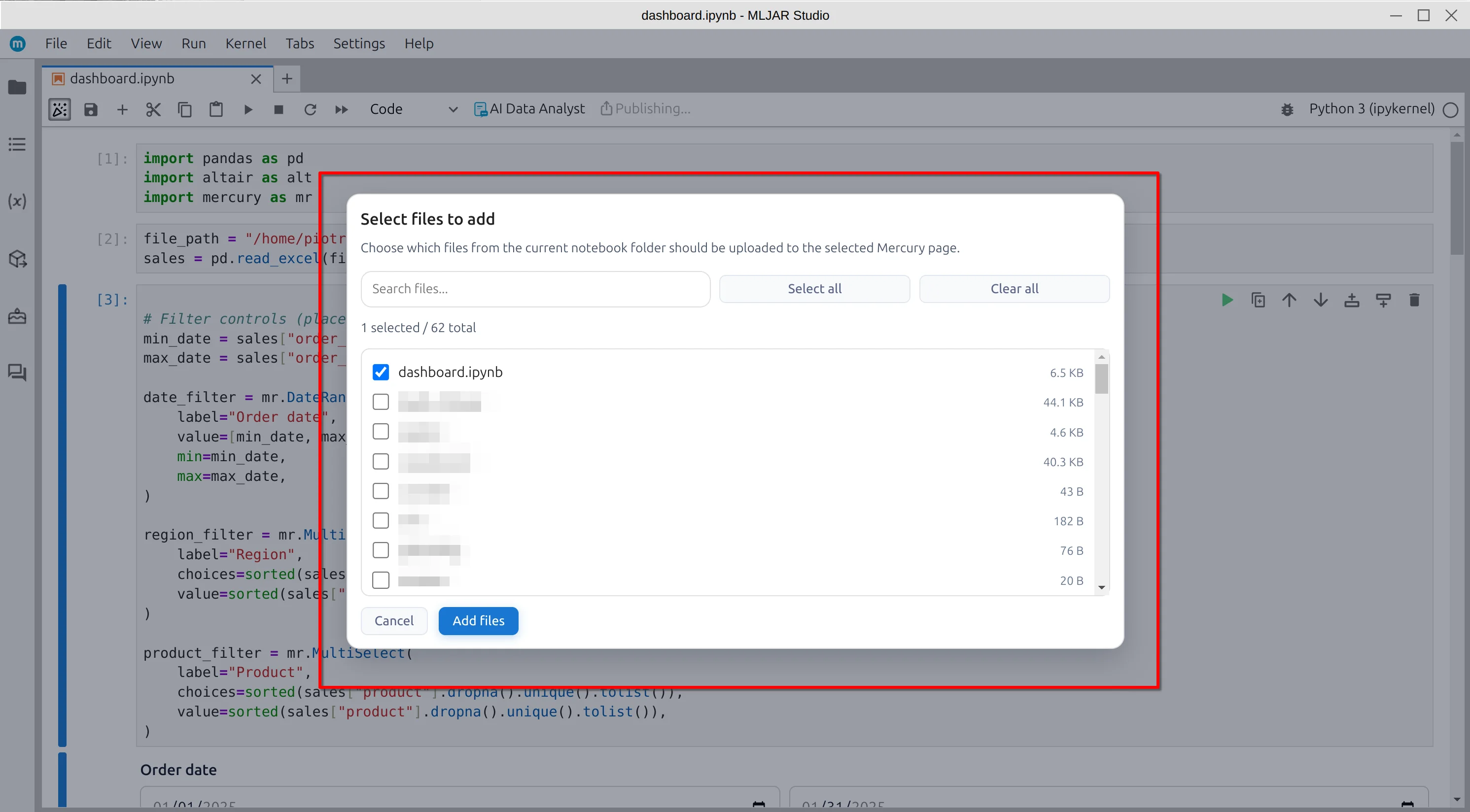Select deployment files