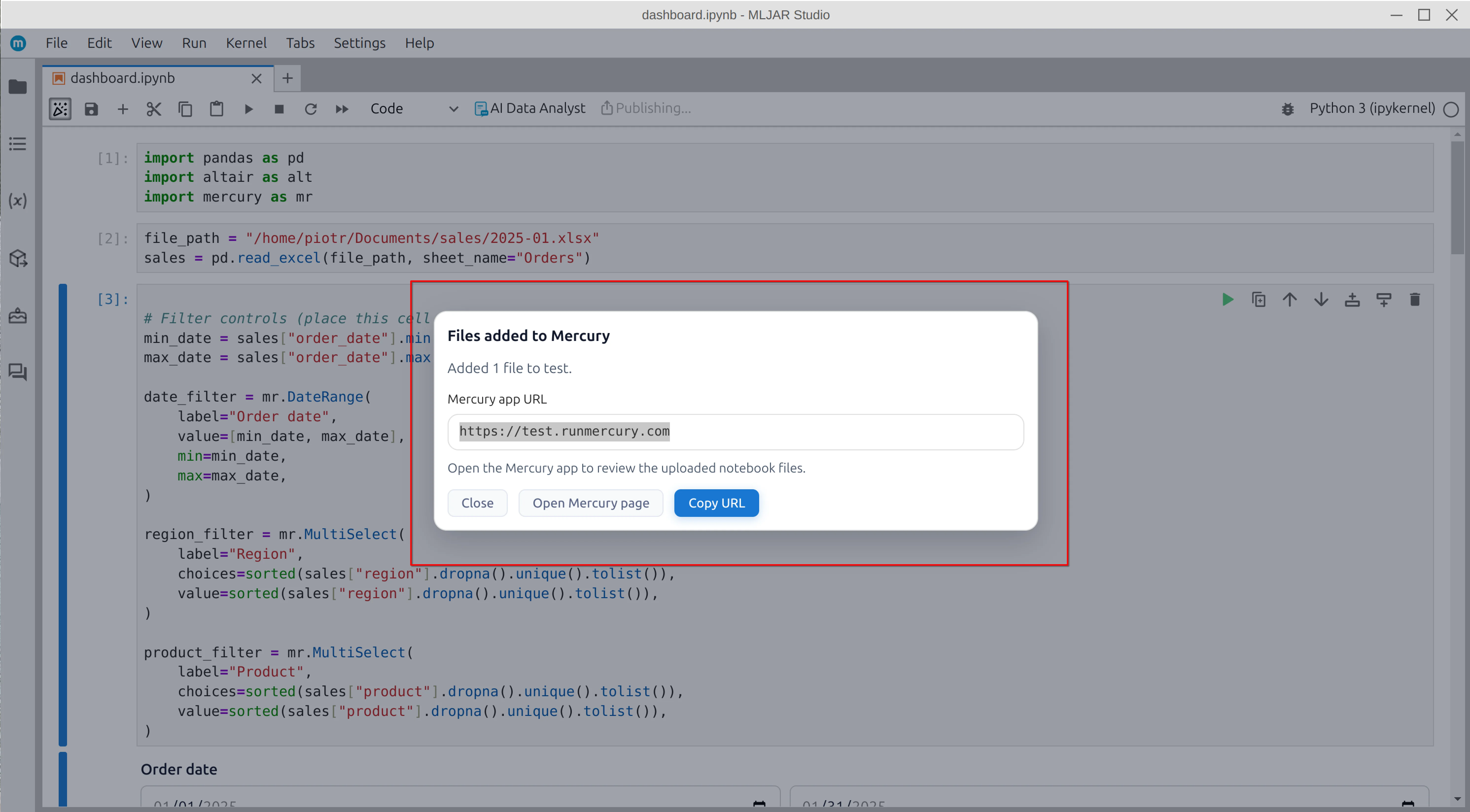 Published application address