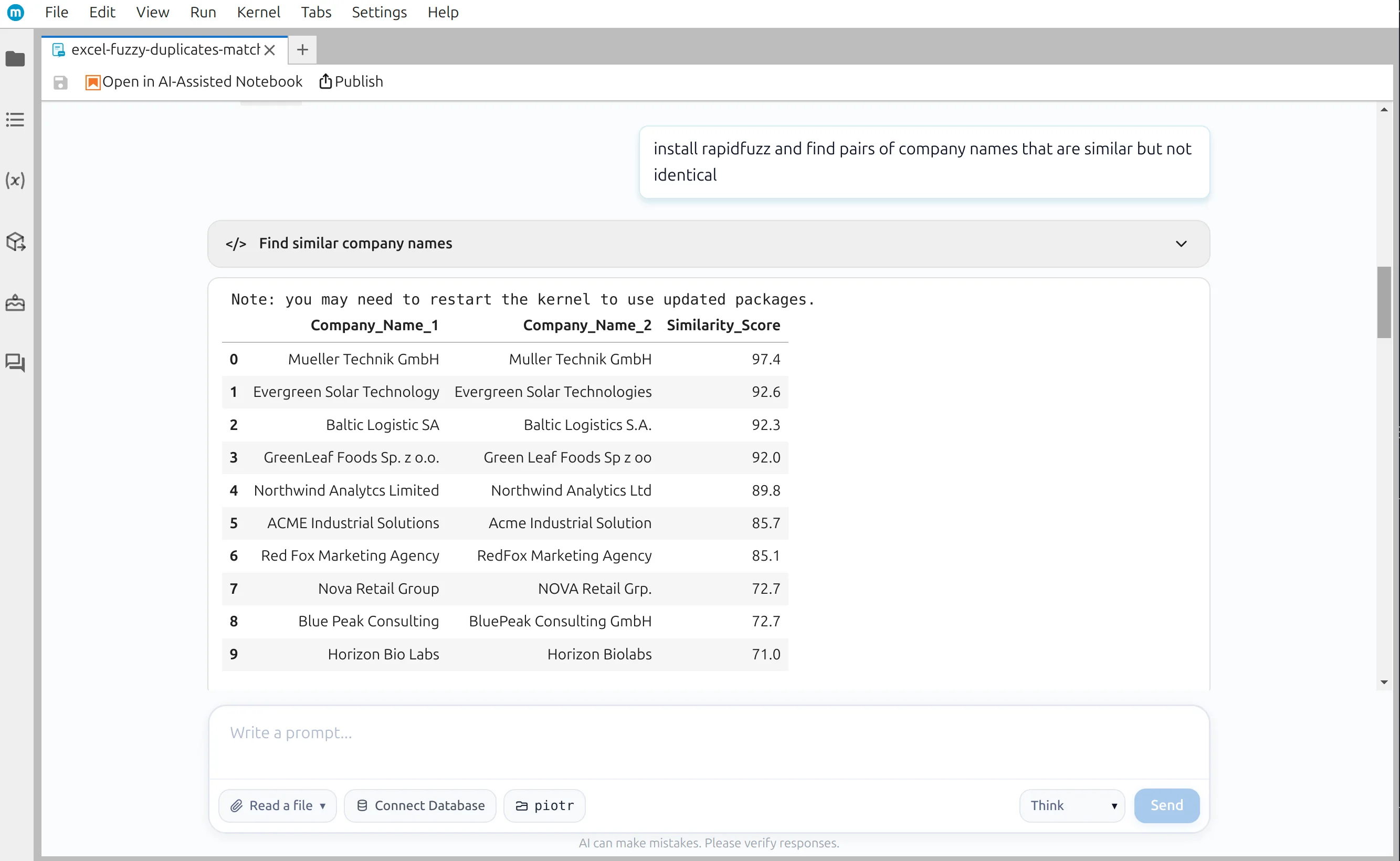Near-duplicate company-name pairs