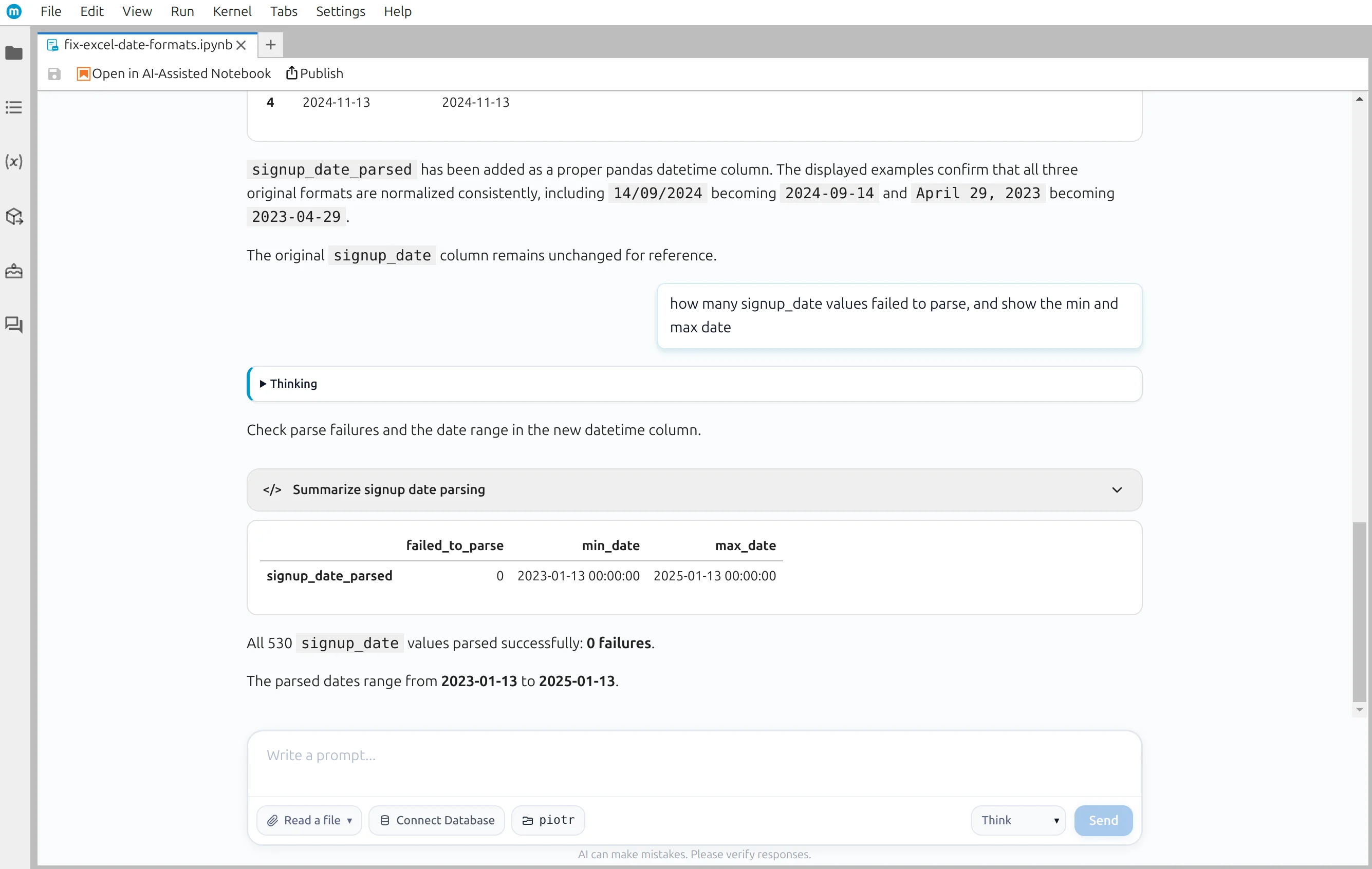 Date parsing verification
