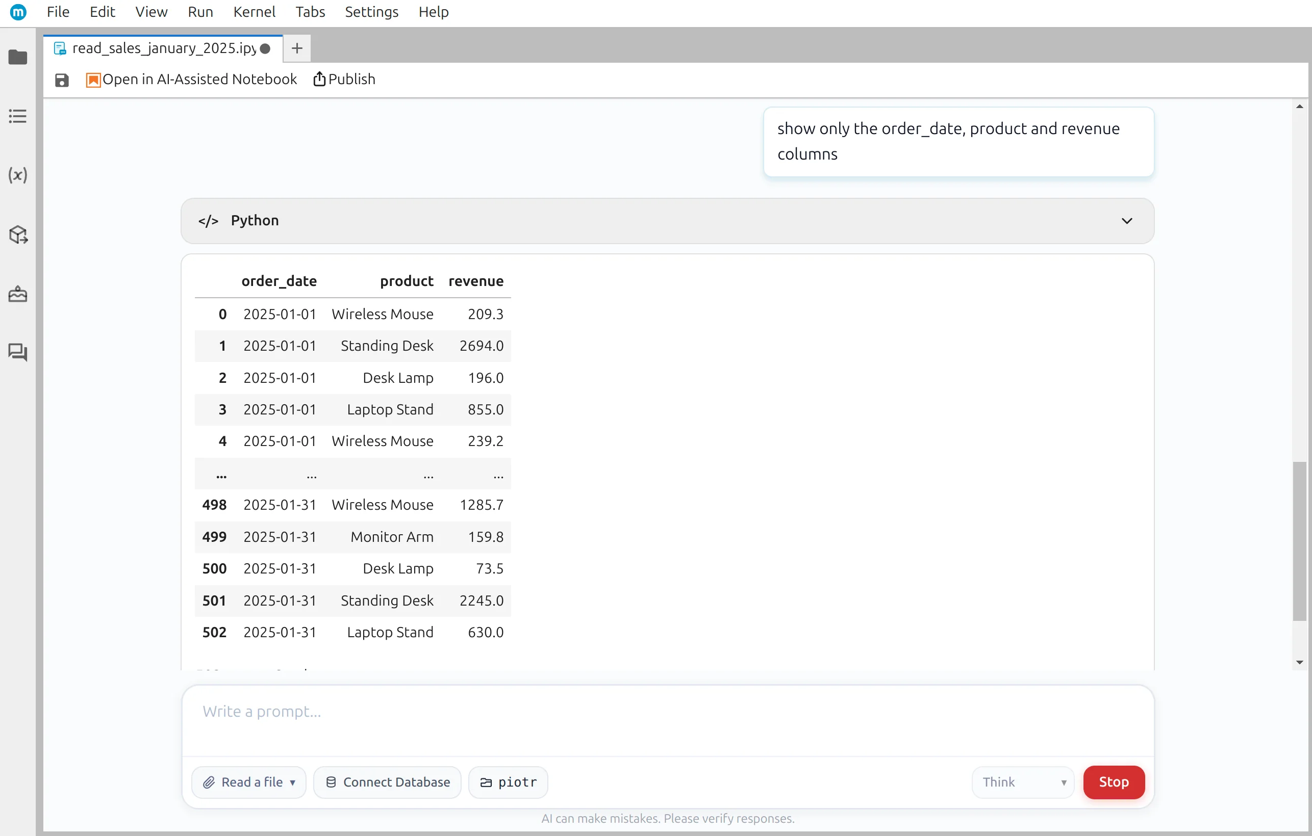 Select only three dataframe columns