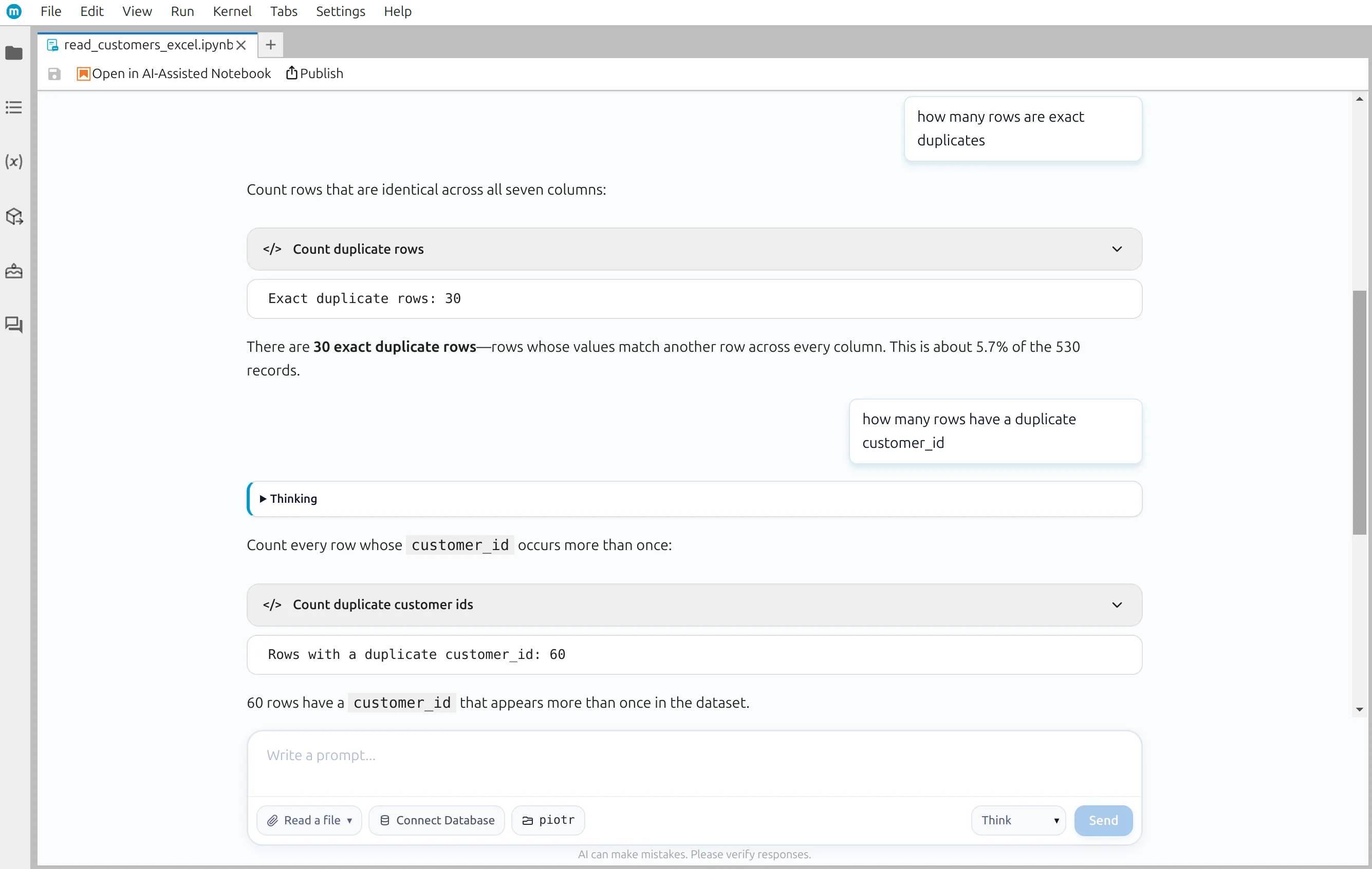 Exact duplicates and repeated customer IDs