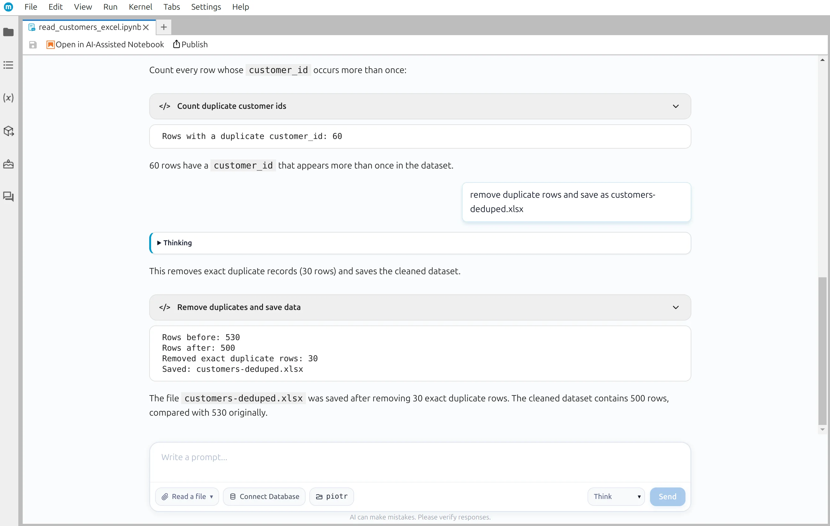 Removing duplicate rows and saving a new workbook